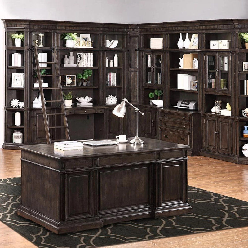 FC Design 3Piece Traditional Double Pedestal Executive Desk With Power Center And Hidden